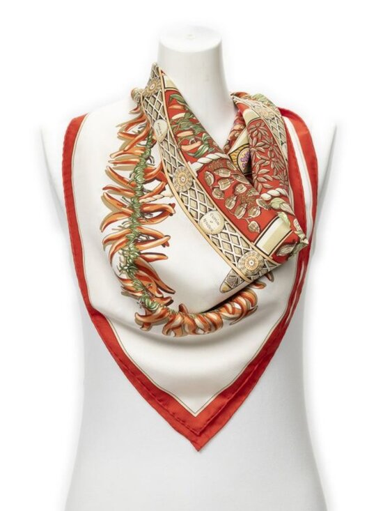 Hermes Accessories - ★SOLD★ Hermes Scarf Red Ivory Purple Silk